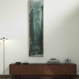 وحدة تلفزيون خشب ام دي اف بقشرة جوز طبيعية – 4 أبواب