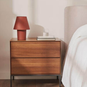 كومود مودرن قشرة بلوط - 2 درج بآلية ضغط